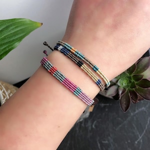 Bracelet multiligne color block | Bracelet minimaliste réglable unisexe boho Chic Élégant | Cadeau original amitié homme personnalisé