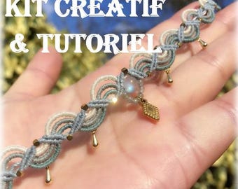 DIY Micro-Macramé Necklace Kit – Gradient Wave Design | Step-by-Step Tutorial | Labradorite Gemstone Necklace Craft Kit for Beginners