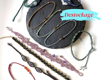 Bracciali in macramè in saldo, perline in pietra naturale, regolabili, fatti a mano, idea regalo, modelli in saldo