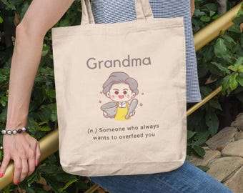 Cotton Tote Bag, Grandma Gift, Reusable Canvas Shopping Bag, Eco-Friendly Grocery Bag, Nana Shopping Tote Beach Bag, Mothers Day Love Gift