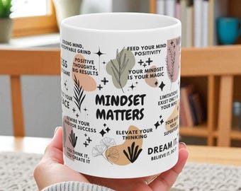 Mindset Matters Mug, Growth Mindset Coffee Cup, Motivation Mug for Women, Positive Thinking Gift, Success Mindset Mug