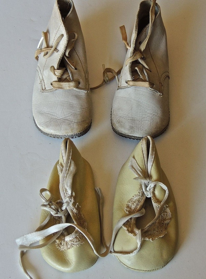 Vintage 1950s60s Baby Shoes Leather 2 pairs Etsy