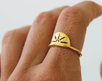 Gold Walking on Sunshine - Gold Vermeil Sun Ring