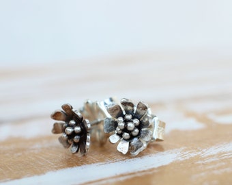 Wild en gratis Daisy Oorbellen - Boho sieraden bloem sieraden bloem oorbellen Sterling Zilver Handgemaakte sieraden voor haar