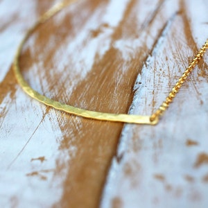 Golden Lining Necklace Adjustable from 13 to 16 Simple Everyday Silver Bar Necklace for Layering in Gold Vermeil image 2