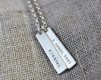 Charming Necklace - Two Charm Necklace for New Moms or Inspirational Words Personalized Necklace