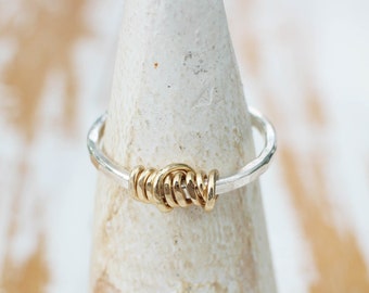 Spun Gold Ring - Silver and Gold Winding Ring Simple but Unique Mixed Metal Ring