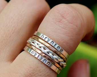 Stamped, Stacked, and Braided Mommy Rings
