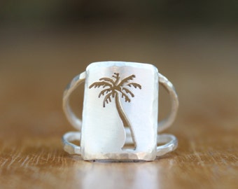 Under the Palm Tree Ring - Tropical Jewelry - Beachy - Palm Tree Jewelry - Boho Statement Ring