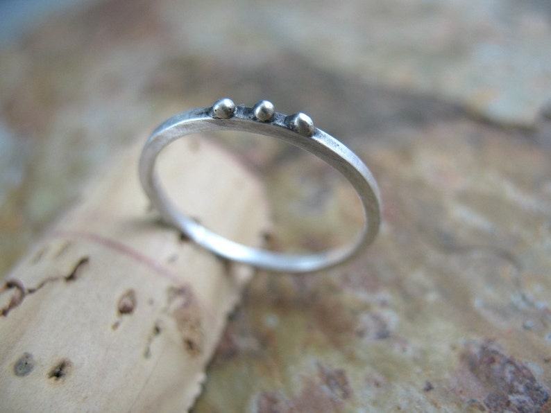 Simple Silver Dots Ring image 1