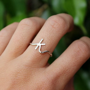 Lowercase Initial Ring Personalized Initial Jewelry Dainty Custom Letter Ring image 1