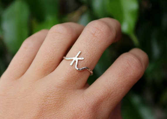 Lowercase Initial Ring - Personalized Initial Jewelry Dainty Custom Letter Ring