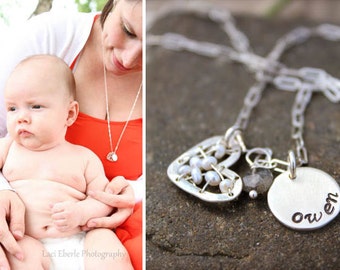 Stitched Heart Mommy Necklace