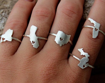 6 Bridesmaid Gifts - Any State Love Ring