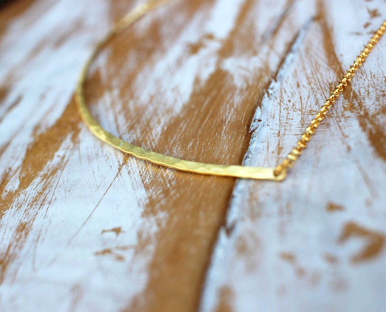 Golden Lining Necklace Adjustable from 13 to 16 Simple Everyday Silver Bar Necklace for Layering in Gold Vermeil image 2