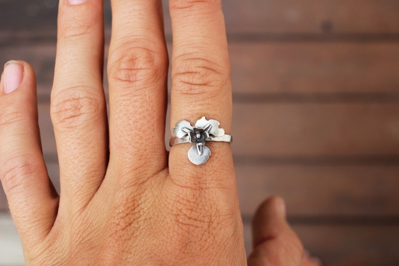 In Stock Iris Flower Ring Iris Ring Silver Ring Statement Etsy
