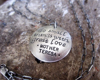 Mother Teresa Love Quote Necklace (or Your Personalized Quote)