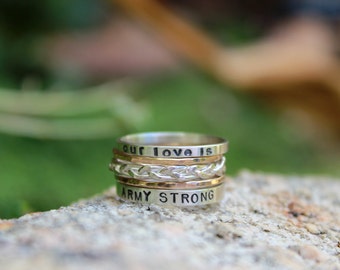 Army STRONG Love Stacking Rings - Personalized for you