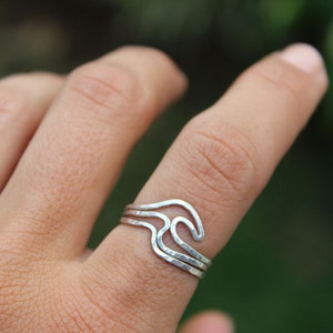 Rolling Waves Stacking Rings - Wave Ring - Beach Jewelry - Surfer Ring - Surf Jewelry