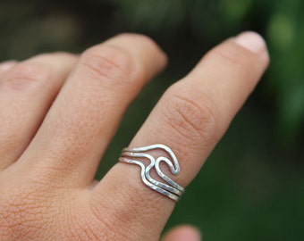 Rolling Waves Stacking Rings - Wave Ring - Beach Jewelry - Surfer Ring - Surf Jewelry