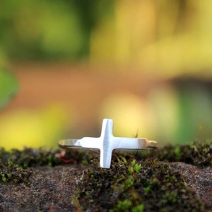 Sideways Cross Ring - Handcrafted Silver Cross Jewelry