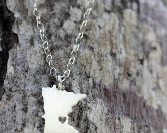 Any State Love Necklace - State Jewelry - Map Jewelry - Going Away Gift - Personalized State Charm Jewelry