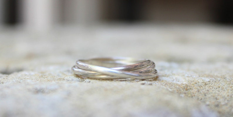 Three Band Rolling Ring Russian Wedding Ring Interlocking Puzzle Ring image 1