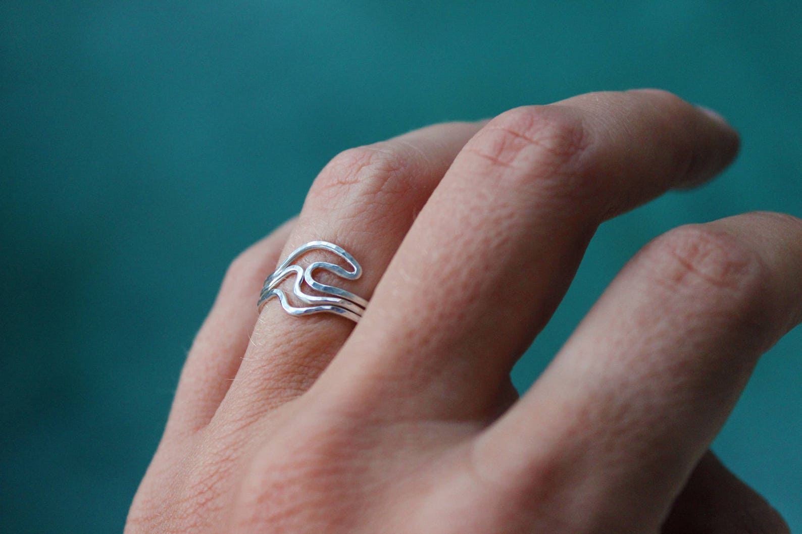 Rolling Waves Stacking Rings - Wave Ring - Beach Jewelry - Surfer Ring - Surf Jewelry - Etsy