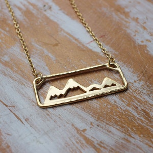 Gold Move Mountains Necklace Adventure Necklace Outdoors Sterling Silver Hand Sawed Mountain Range Jewelry 18k Gold Vermeil Necklace image 4