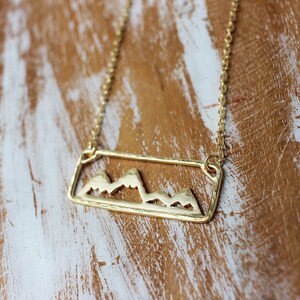 Gold Move Mountains Necklace Adventure Necklace Outdoors Sterling Silver Hand Sawed Mountain Range Jewelry 18k Gold Vermeil Necklace image 2