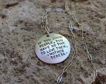 Mother Teresa Quote Necklace (or Your Personalized Quote)