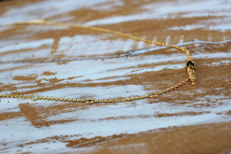 Golden Lining Necklace Adjustable from 13 to 16 Simple Everyday Silver Bar Necklace for Layering in Gold Vermeil image 7