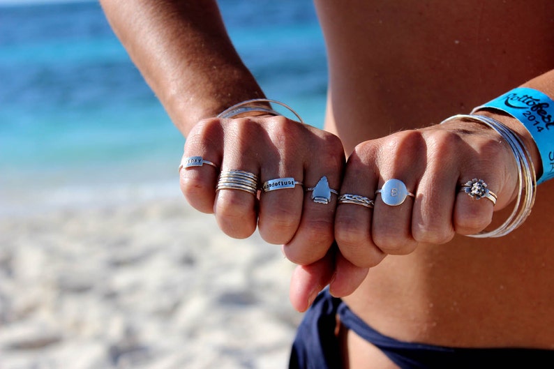 Personalized Stamped Bar Ring Wanderlust Gypsy or Your Etsy