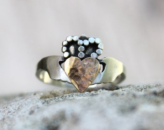 Handcrafted Modern Claddagh Ring - Irish promise friendship ring Unique Claddagh Ring