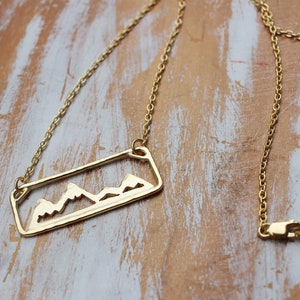 Gold Move Mountains Necklace Adventure Necklace Outdoors Sterling Silver Hand Sawed Mountain Range Jewelry 18k Gold Vermeil Necklace image 6