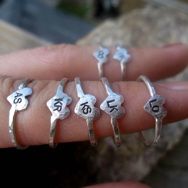 6 Bridesmaid Gift Rings - Personalized Initials