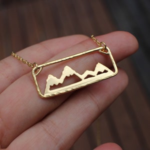 Gold Move Mountains Necklace Adventure Necklace Outdoors Sterling Silver Hand Sawed Mountain Range Jewelry 18k Gold Vermeil Necklace image 3