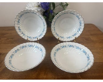 Vintage Johnson Bros Snowhite Regency Ribbed Soup Bowls Set of Four MCM Dining