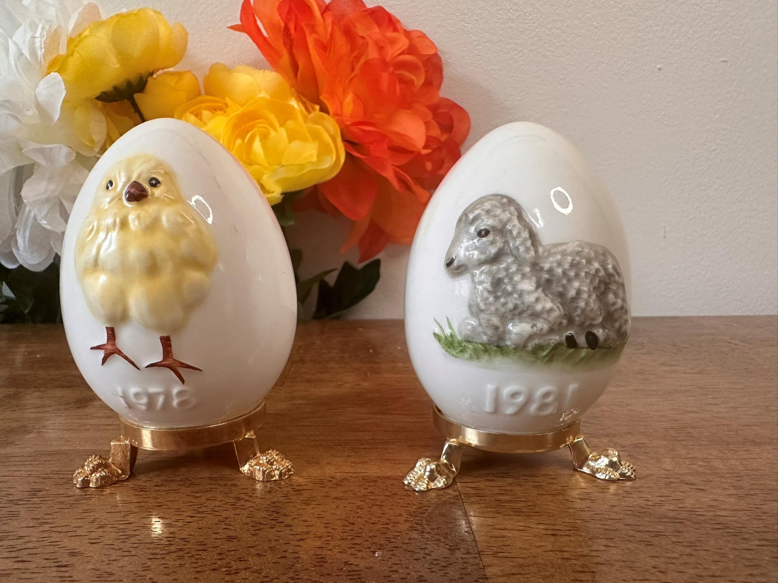 Vintage Goebel Easter Egg Figurines Chick 1978 and Lamb 1981 West
