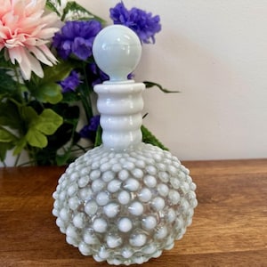 Vintage Fenton Hobnail Butelka Perfum Opalizujący Niebieski Zielony Szkło Dekoracja Toaletki