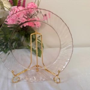 Vintage Arcoroc France Swirl Pink Glass Dinner Plate Elegant French Tableware