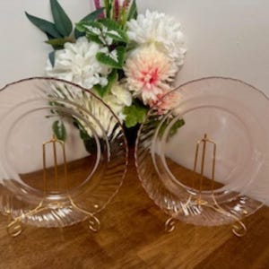 Arcoroc France Pink Swirl Glass Plates – Vintage French Tableware Retro Dinner Dishes