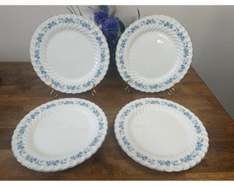 Vintage Johnson Brothers Snowhite Regency Dinner Plates Set of Four MCM Dining