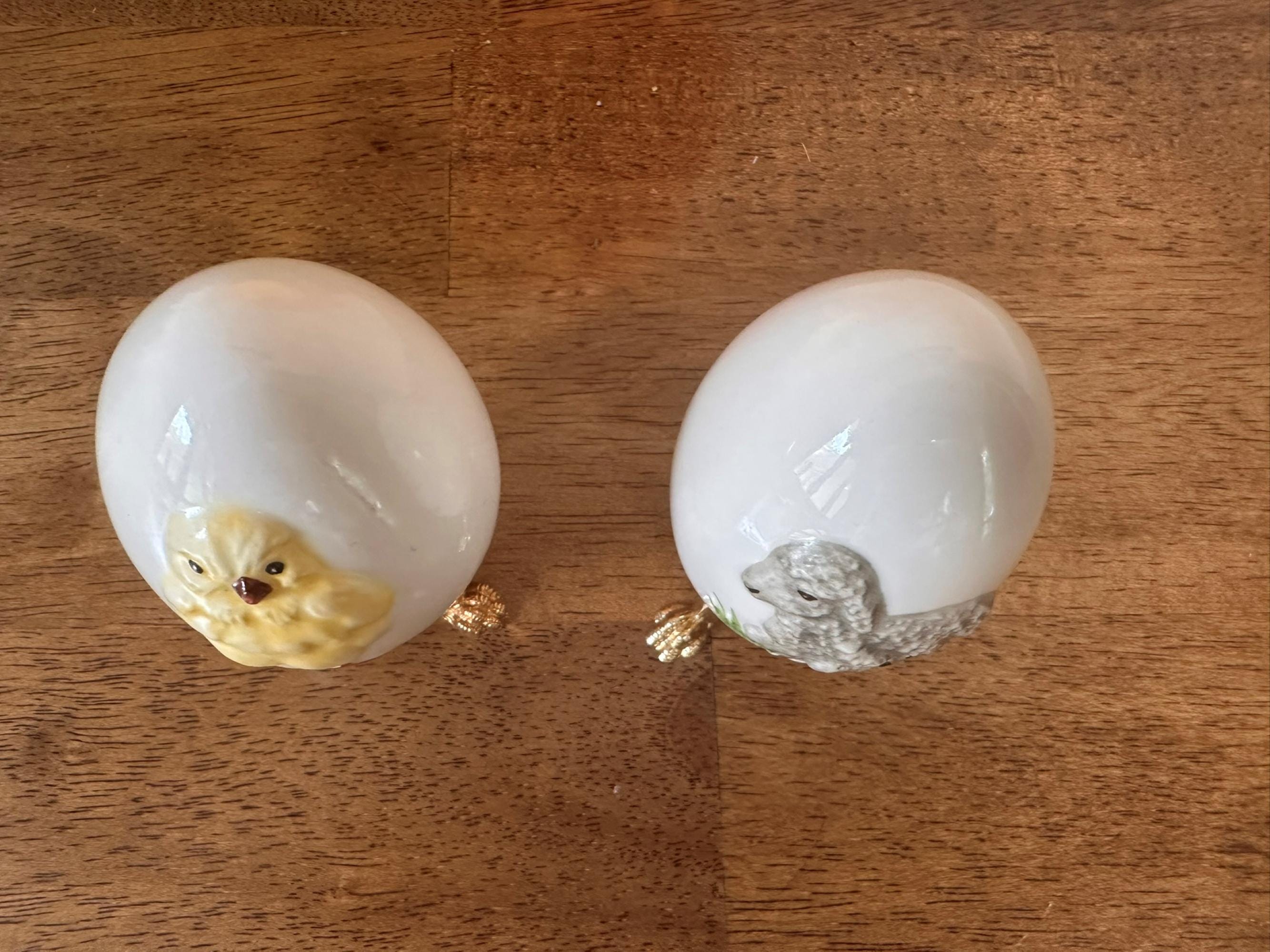 Vintage Goebel Easter Egg Figurines Chick 1978 and Lamb 1981 West