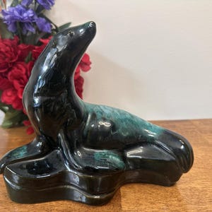 Vintage Blue Mountain Pottery Seal Figurine – Canadian Studio Art Pottery in Green Drip Glaze