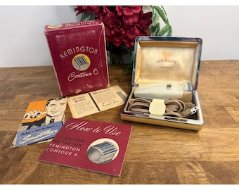 Afeitadora eléctrica vintage Remington Contour 6 modelo 648, set completo para vacaciones