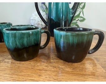 Blue Mountain Pottery Coffee Set Vintage Canadian Pottery Green