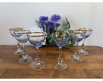 Vintage Jozef Stanik Golden Zuzana Czech Amethyst Glass Gold Rim