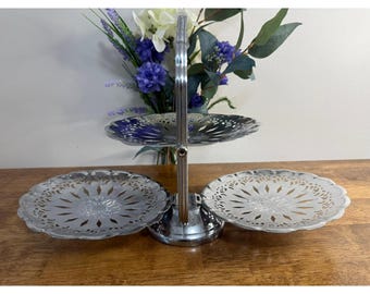 Vintage gelaagde serveerstandaard opvouwbaar theekransje cupcake dessert display retro