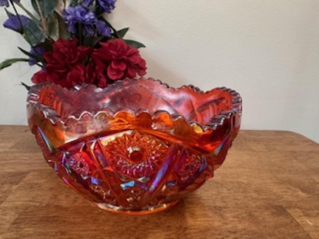 Red Carnival Glass Bowlnull